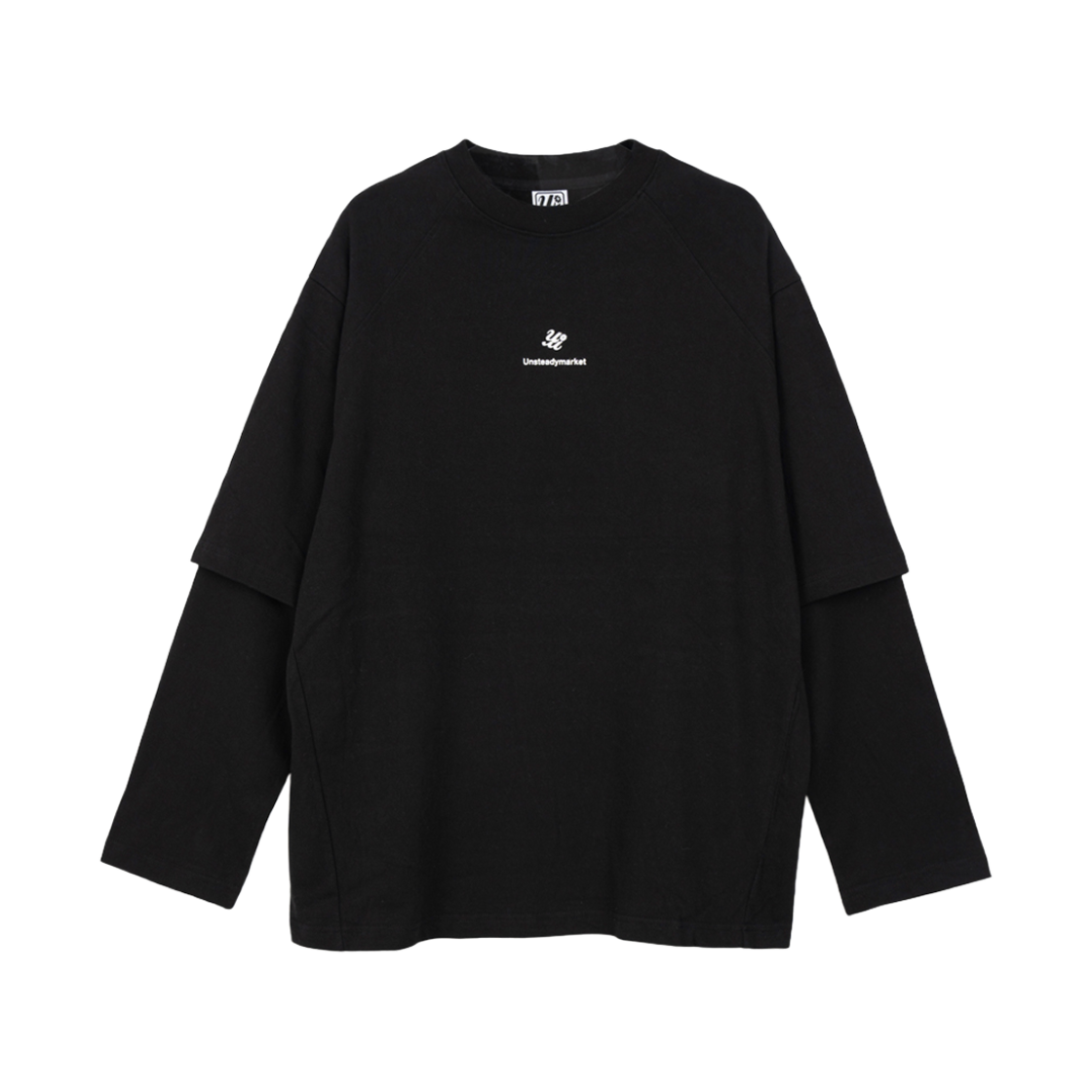 언스테디마켓 레이어드 롱슬리브 블랙(Unsteady Market Layered LS T-shirts Black)