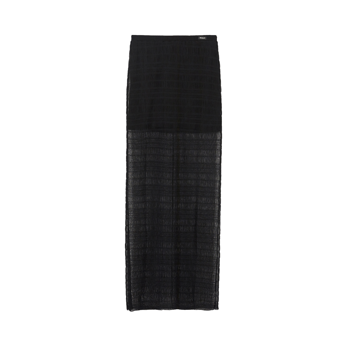 유지 시어 스모킹 맥시 스커트 블랙(YUJI Sheer Smocking Maxi Skirt Black)