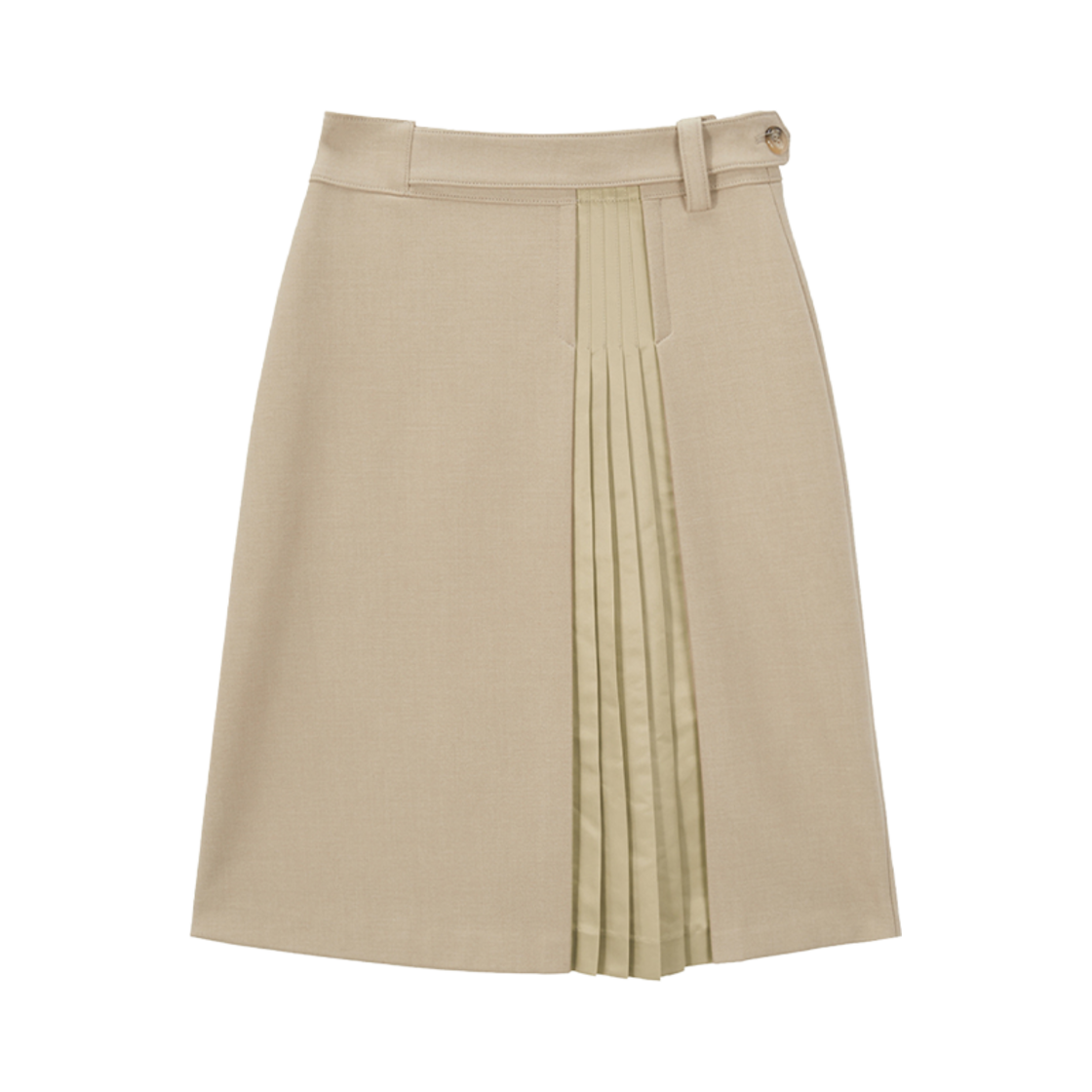 (W) 마뗑킴 플리츠 믹스 미디 스커트 베이지