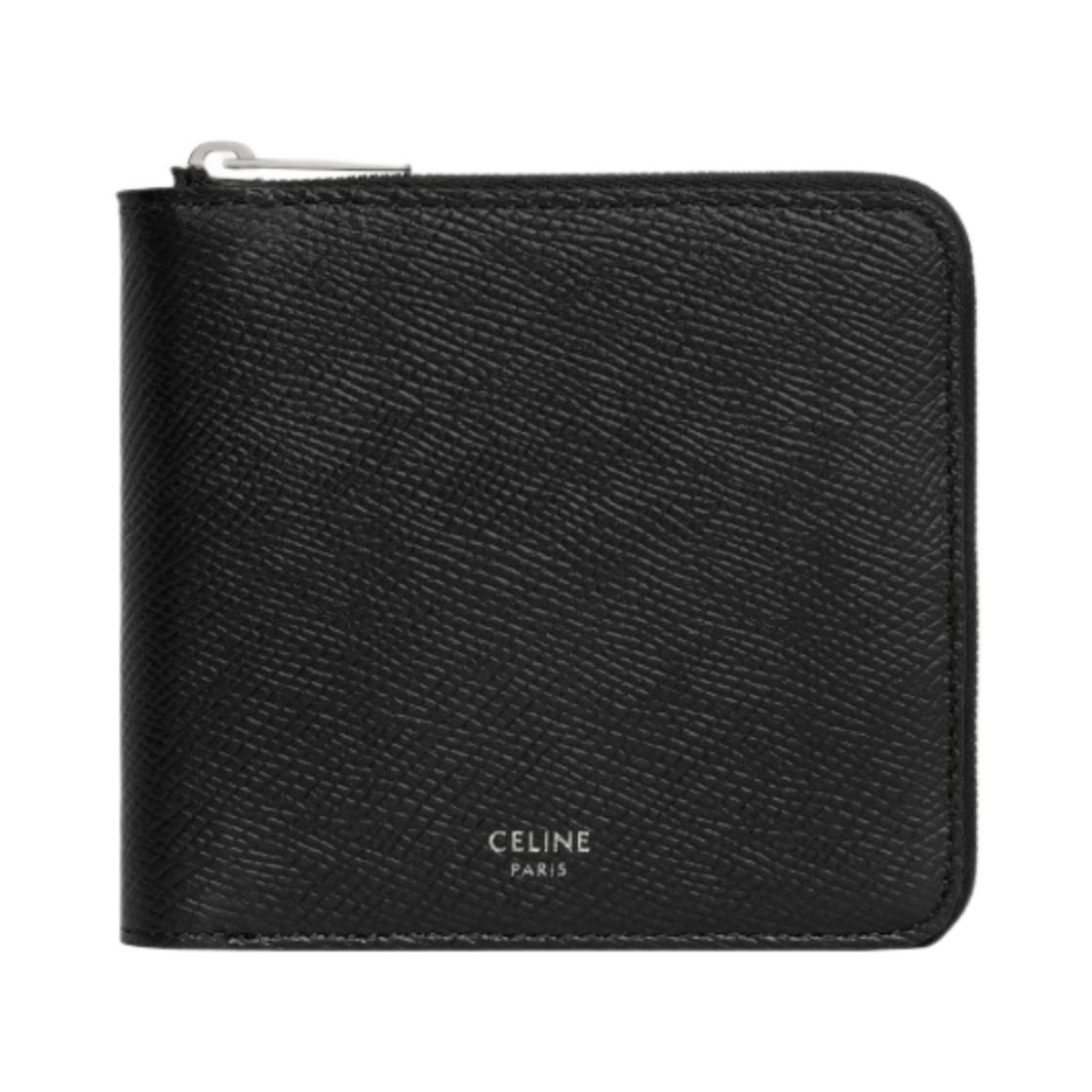 10J613BEN-38SI Celine Zipped Bi-Fold Wallet in Grained Calfskin Black