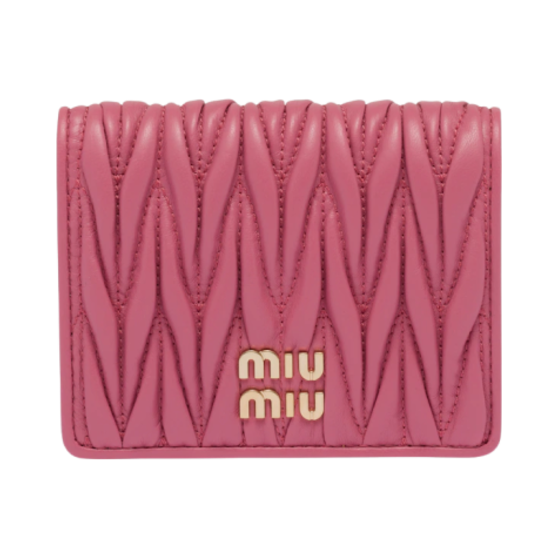 미우 미우 마테라쎄 나파 가죽 반지갑 베고니아 핑크(Miu Miu Matelasse Nappa Leather Wallet Begonia Pink)