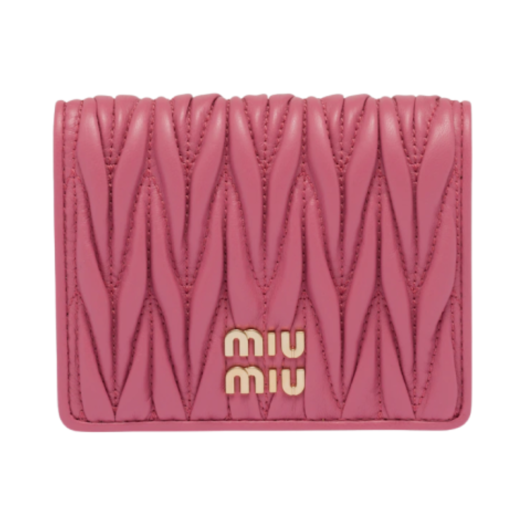 Miu Miu Matelasse Nappa Leather Wallet Begonia Pink