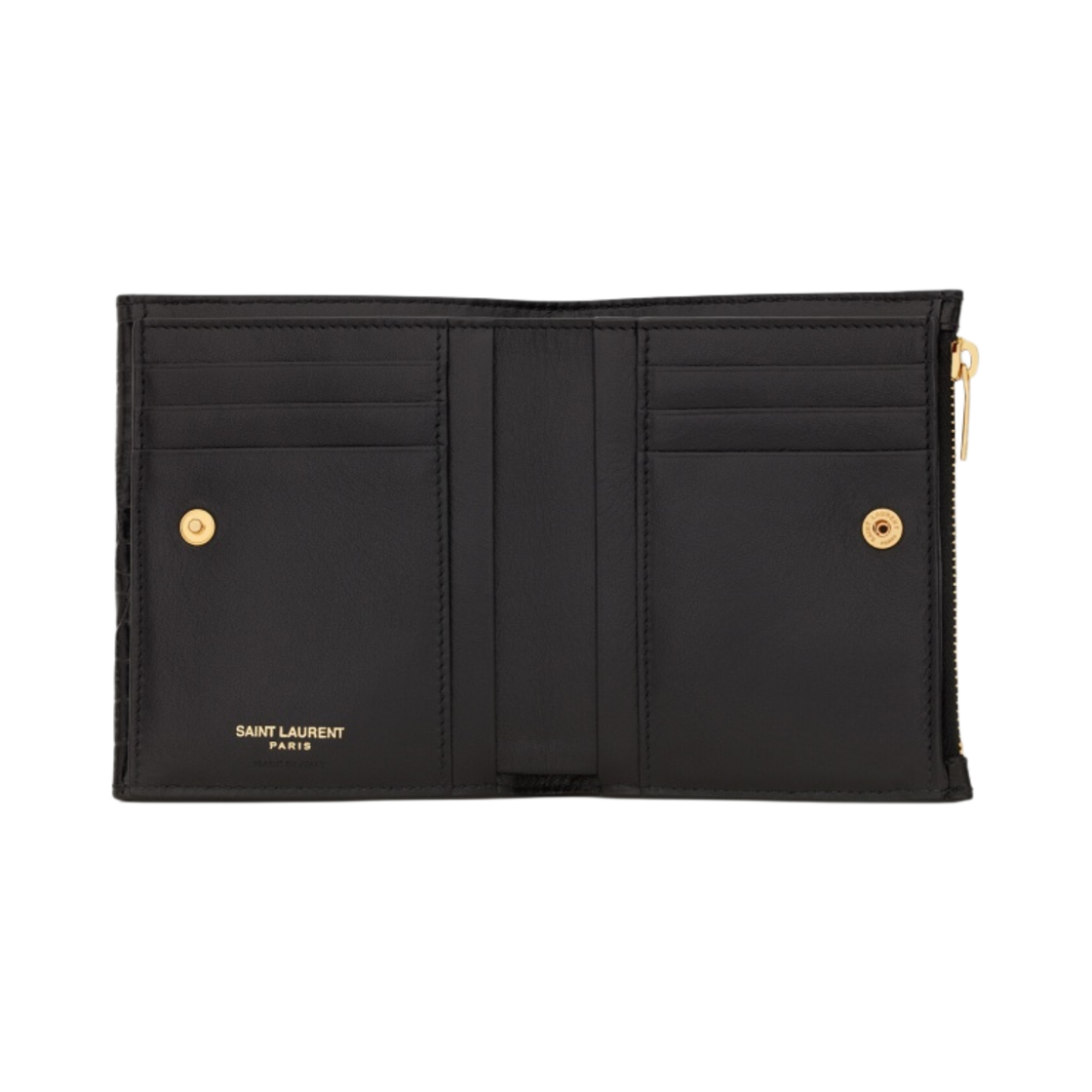 생로랑 크로커다일 엠보스드 샤이니 레더 업타운 컴팩트 반지갑 블랙(Saint Laurent Uptown Compact Wallet in Crocodile Embossed Shiny Leather Black) - 3