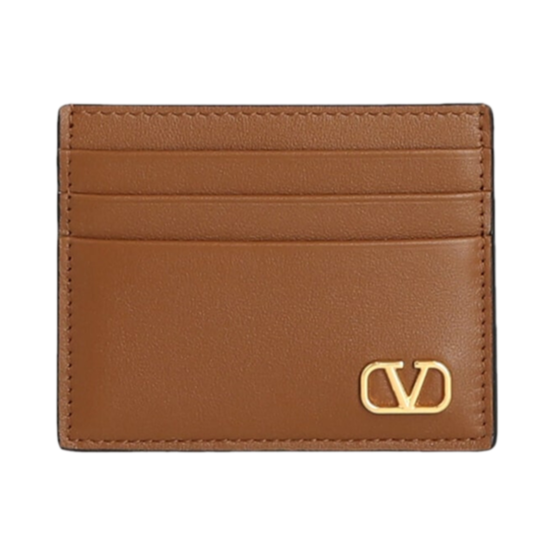P0S49FQTHG5 Valentino Vlogo Signature Card Holder Saddle Brown