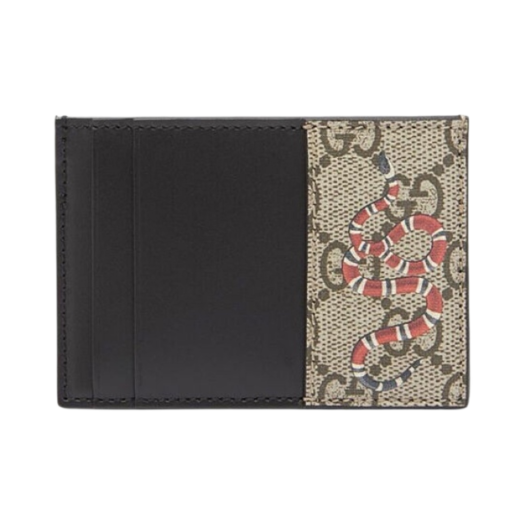 Gucci GG Supreme Snake Card Holder Beige Ebony