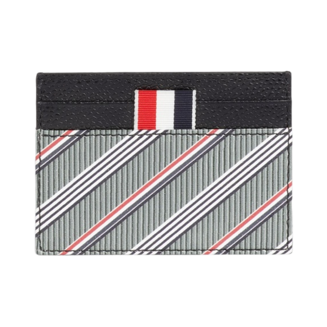 MAW253A-07557-035 Thom Browne Monogram Coated Canvas Double Sided Card Holder Medium Grey