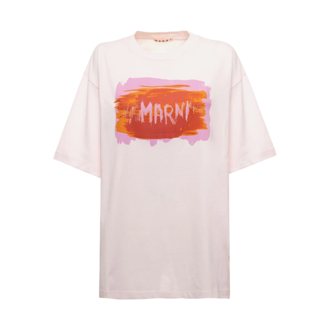 (W) 마르니 페인티드 로고 오가닉 코튼 저지 티셔츠 라이트 핑크((W) Marni Painted Logo Organic Cotton Jersey T-Shirt Light Pink) - 1