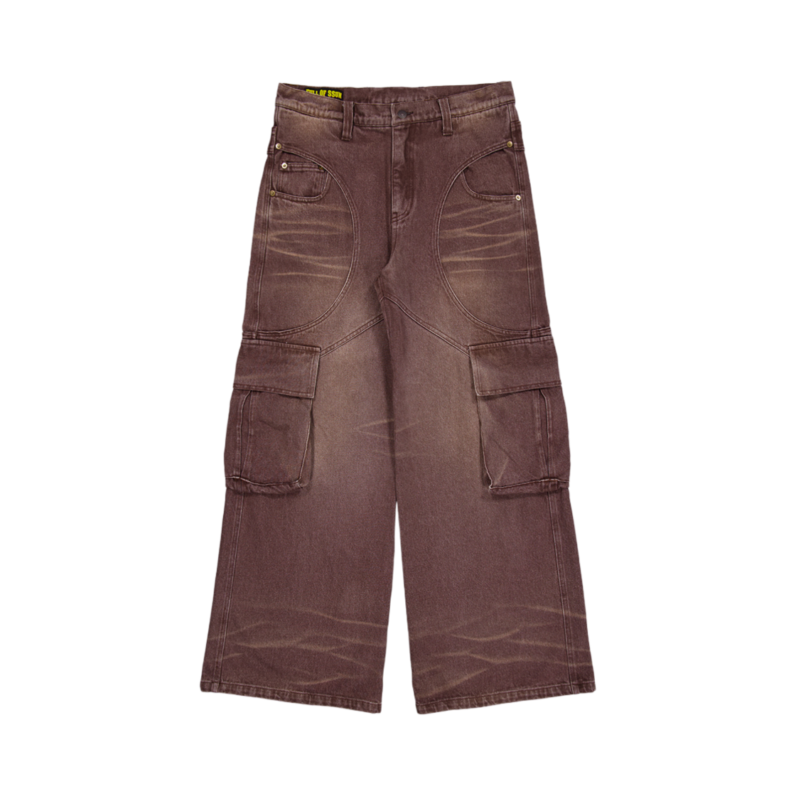 24FW-04 Full of Ssun Circle Washing Denim Cargo Pants Brown