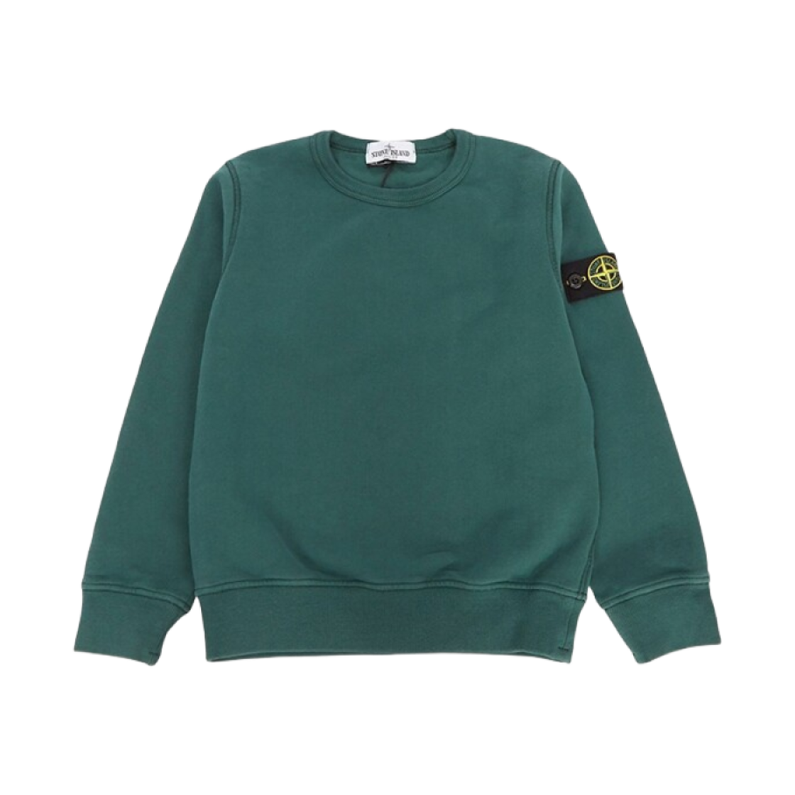 811661320-V0057 (Kids) Stone Island 61320 Garment Dyed Cotton Fleece Crewneck Sweatshirt Dark Teal Green - 24FW