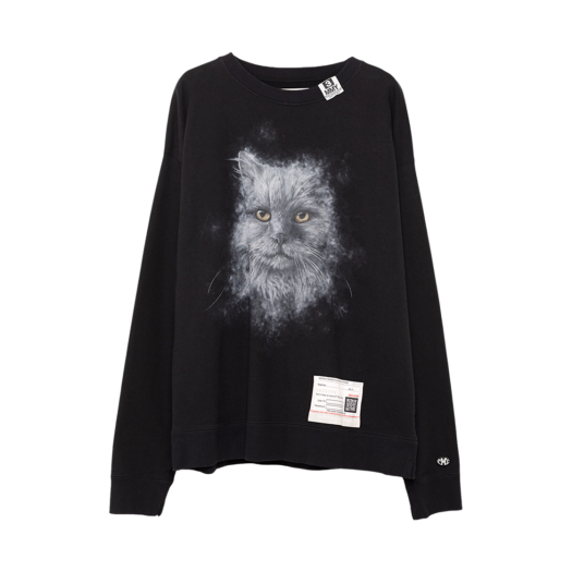 A13PO662-BLACK Maison Mihara Yasuhiro Cat Printed Sweatshirt Black