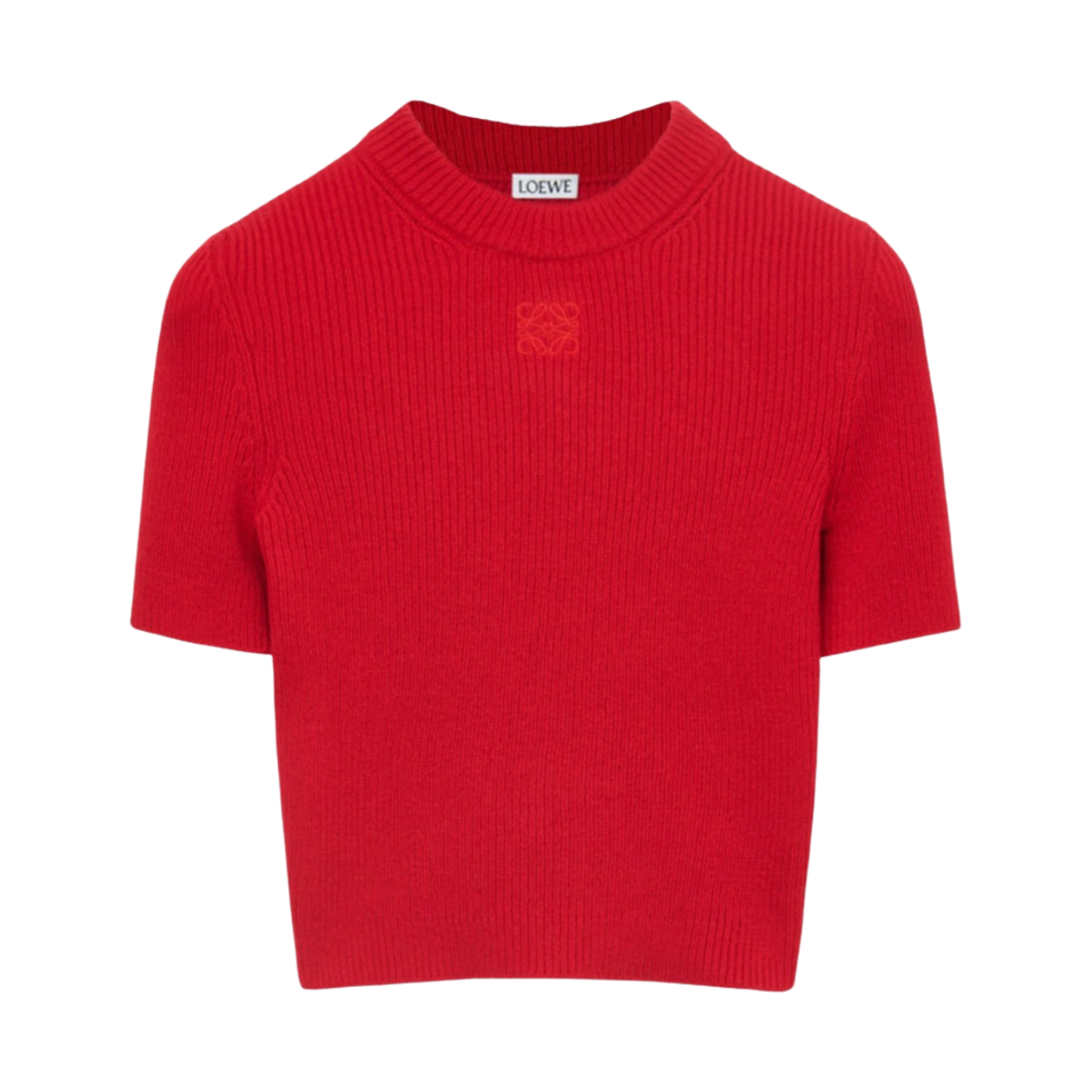 (W) 로에베 캐시미어 크롭 스웨터 레드((W) Loewe Cropped Sweater in Cashmere Red) - 1