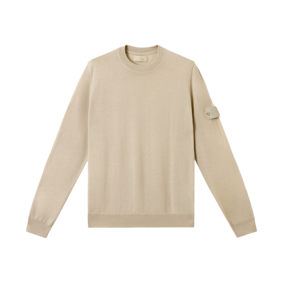 K1S1551000-66S00FC-V0090 Stone Island 5100066 Light RWS Pure Wool Stone Island Ghost Crewneck Sweater with Overlock Seams and Ribbing Beige - 25SS