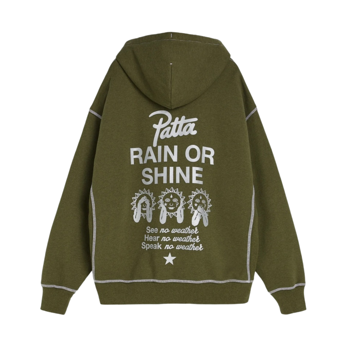 컨버스 x 파타 레인 올 샤인 후드 스웨터 유틸리티 그린 헤더(Converse x Patta Rain Or Shine Hooded Sweater Utility Green Heather)