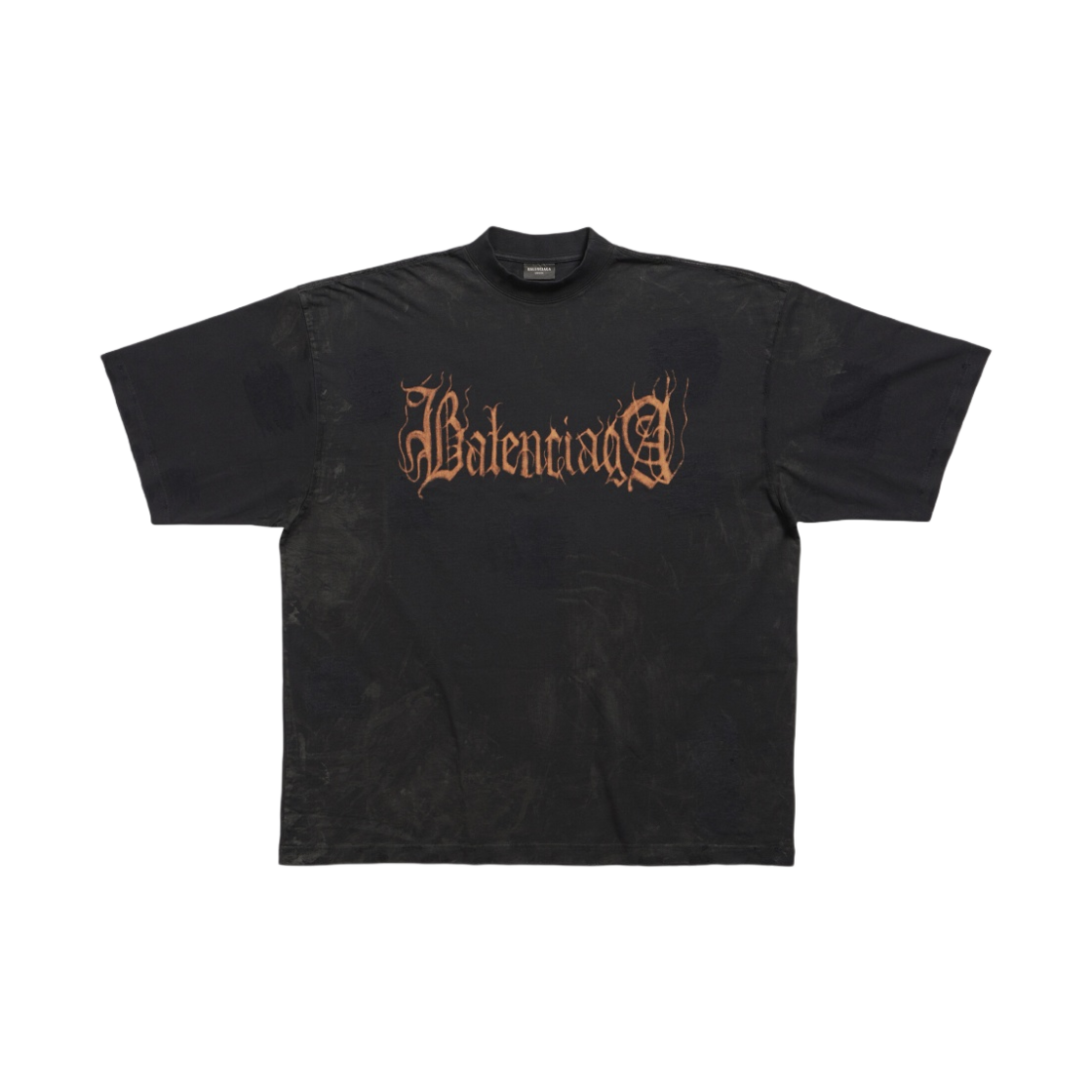 발렌시아가 헤비 메탈 티셔츠 라지 핏 블랙 페이디드