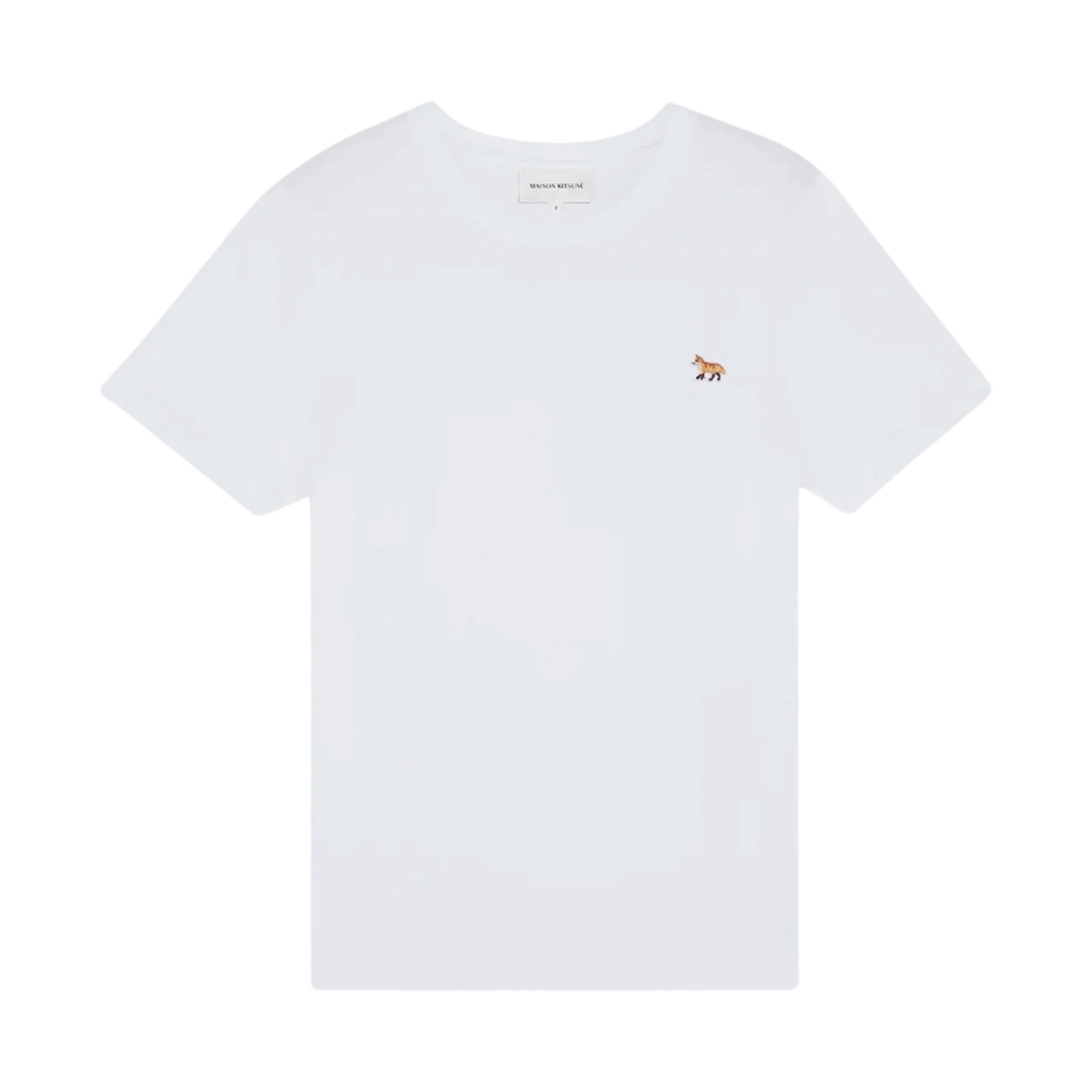 (W) 메종 키츠네 베이비 폭스 패치 레귤러 티셔츠 화이트((W) Maison Kitsune Baby Fox Patch Regular T-Shirt White)