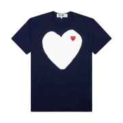Play Comme des Garcons White Heart T-Shirt Navy