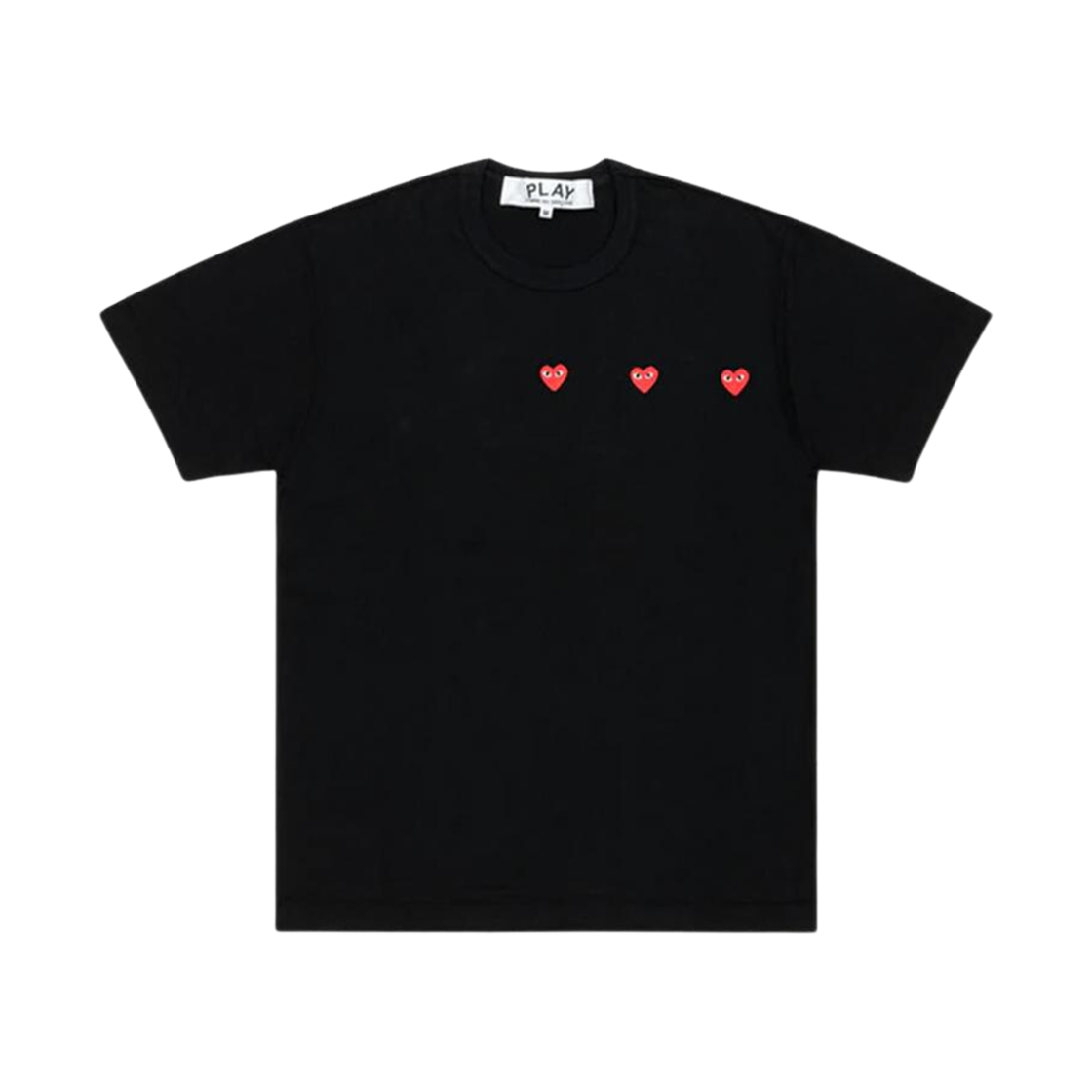AX-T337-051-1 Play Comme Des Garcons Triple Hearts Print T-shirt Black