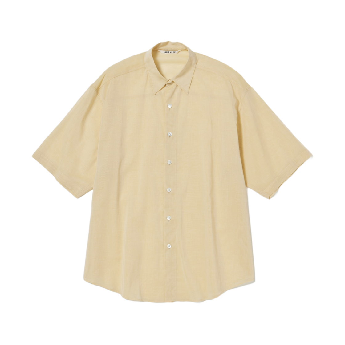 A24SS02VO Auralee Hard Twist Finx Organdy Half Sleeved Shirt Light Yellow Chambray