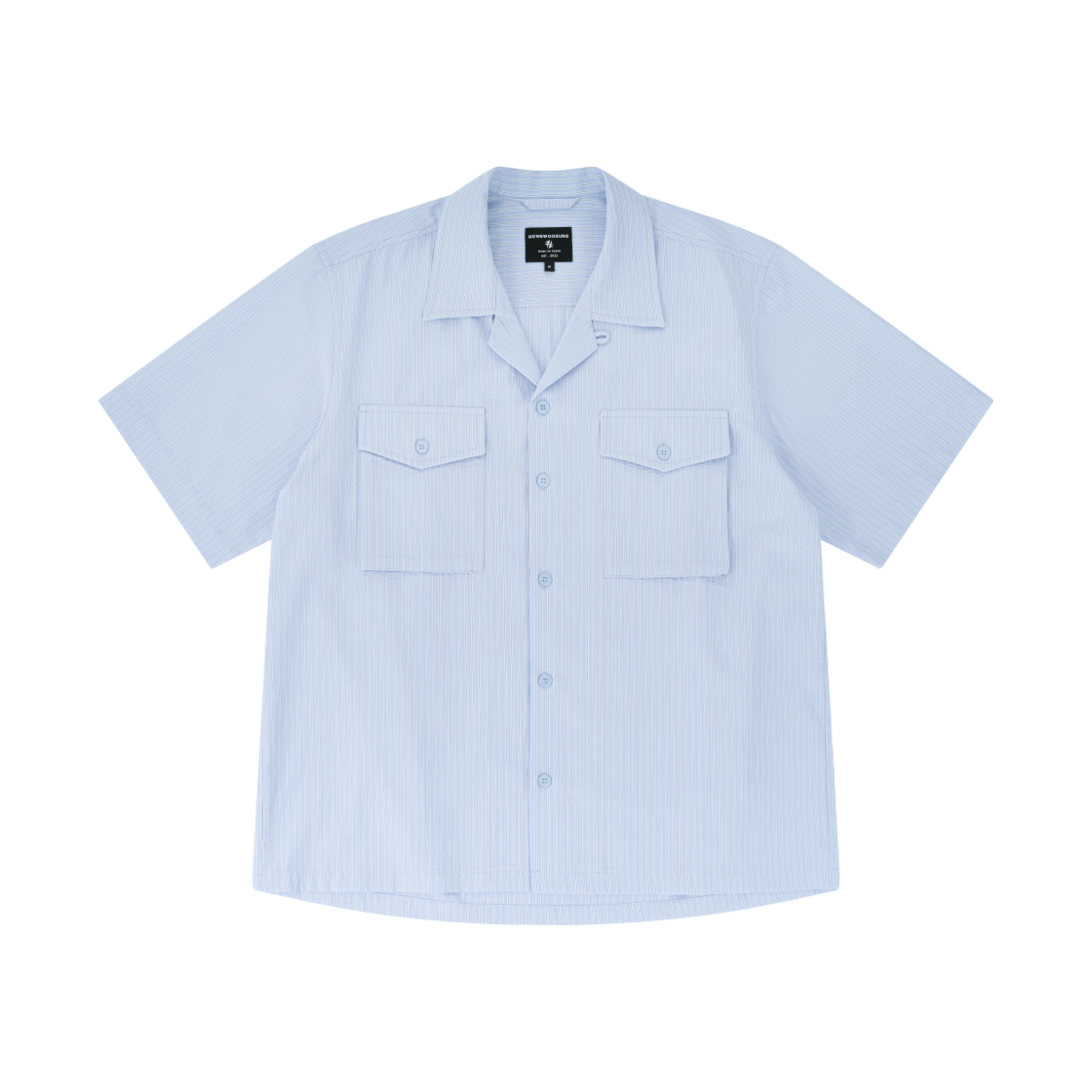 SS25SSH022SB Hongwoosung Pinstripe Seersucker Shirt Sky Blue