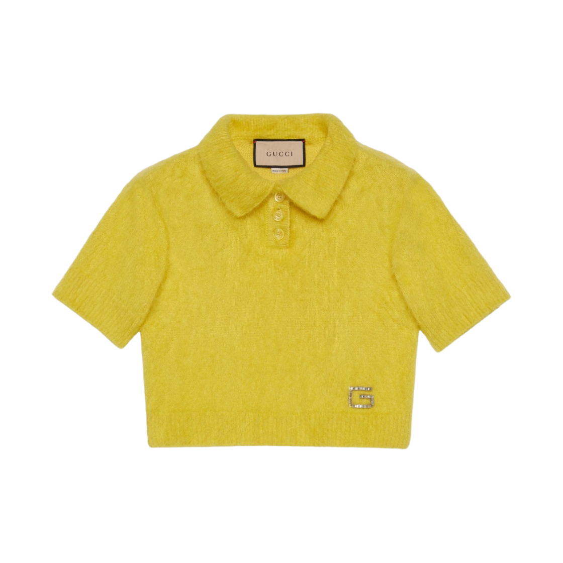 (W) 구찌 실크 캐시미어 모헤어 폴로 스웨터 옐로우((W) Gucci Silk Cashmere Mohair Polo Sweater Yellow) - 1