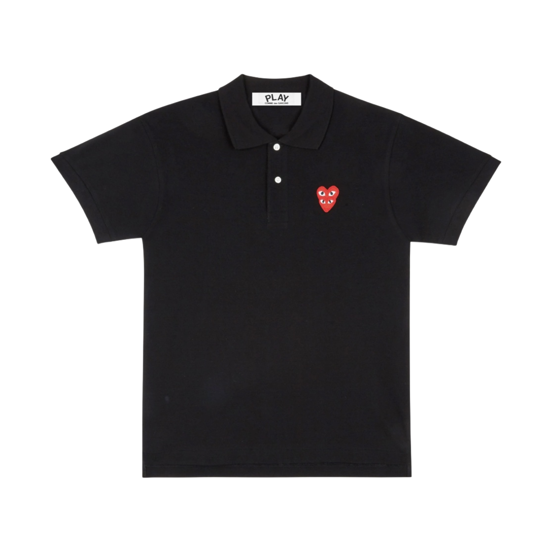 플레이 꼼데가르송 더블 레드 하트 폴로 셔츠 블랙(Play Comme des Garcons Double Red Heart Polo Shirt Black) - 1