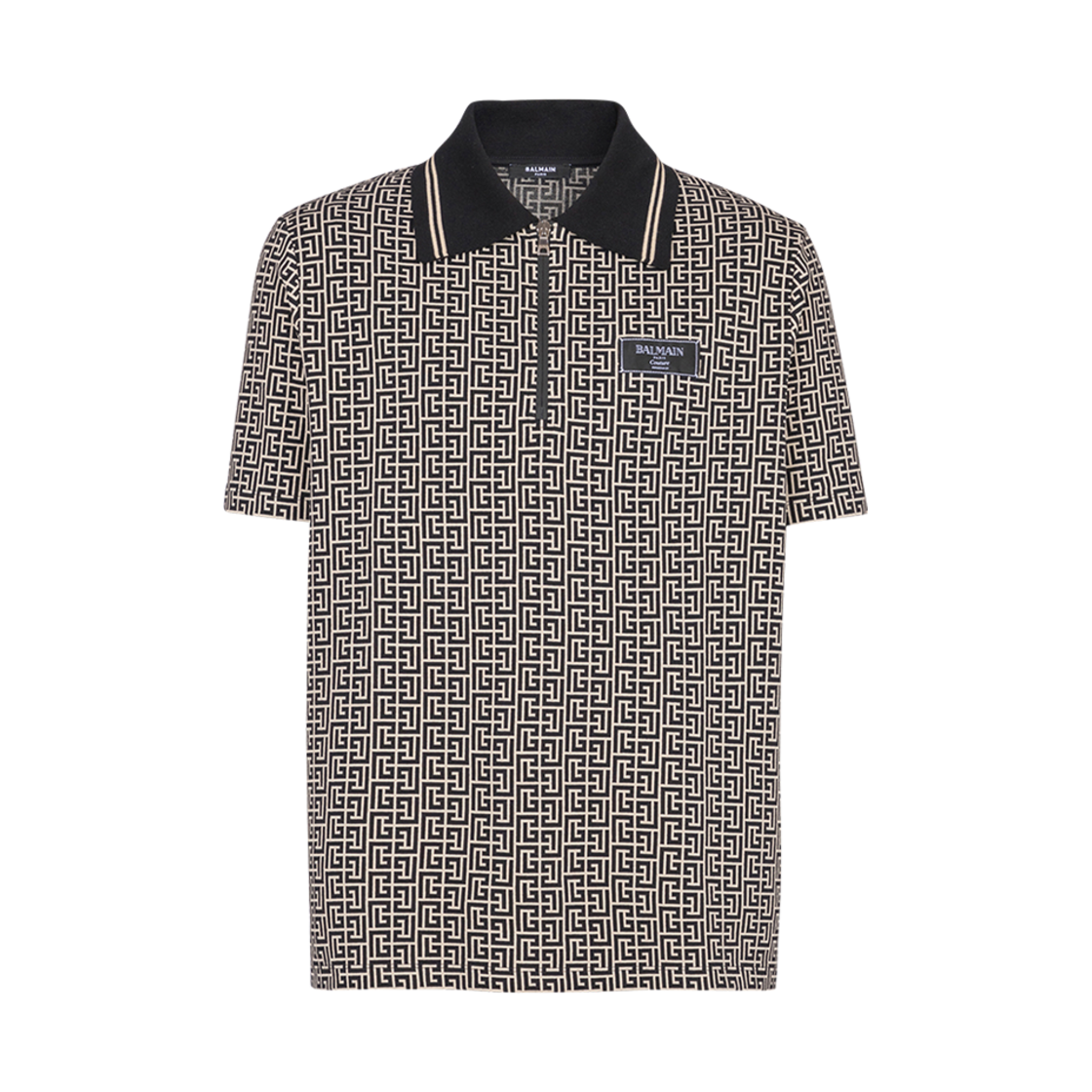 발망 PB 라비린스 자카드 폴로 셔츠 블랙(Balmain PB Labyrinth Jacquard Polo Shirt Black)