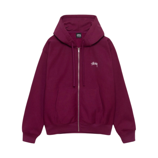Stussy Stock Logo Zip Hoodie Burgundy