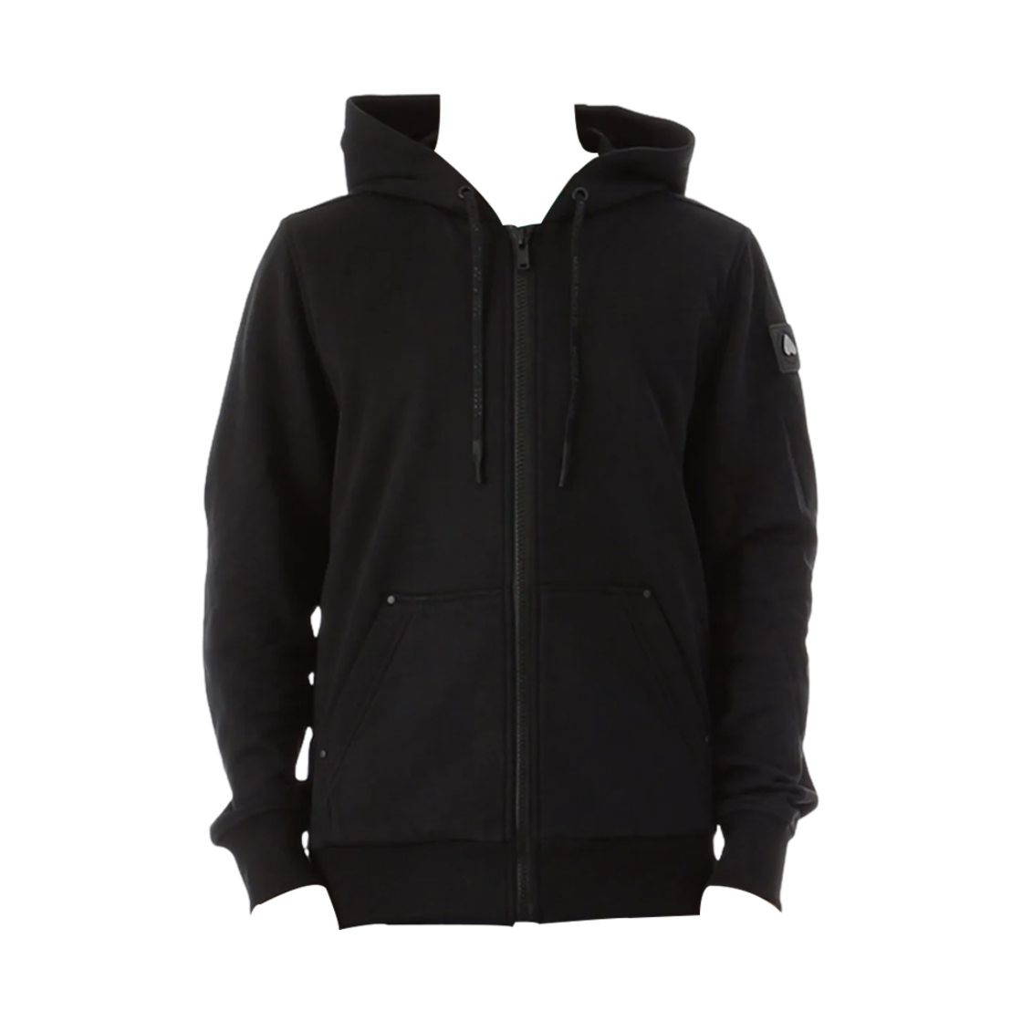 M32MS619292 Moose Knuckles Albermale Logo Zip-Up Hoodie Black