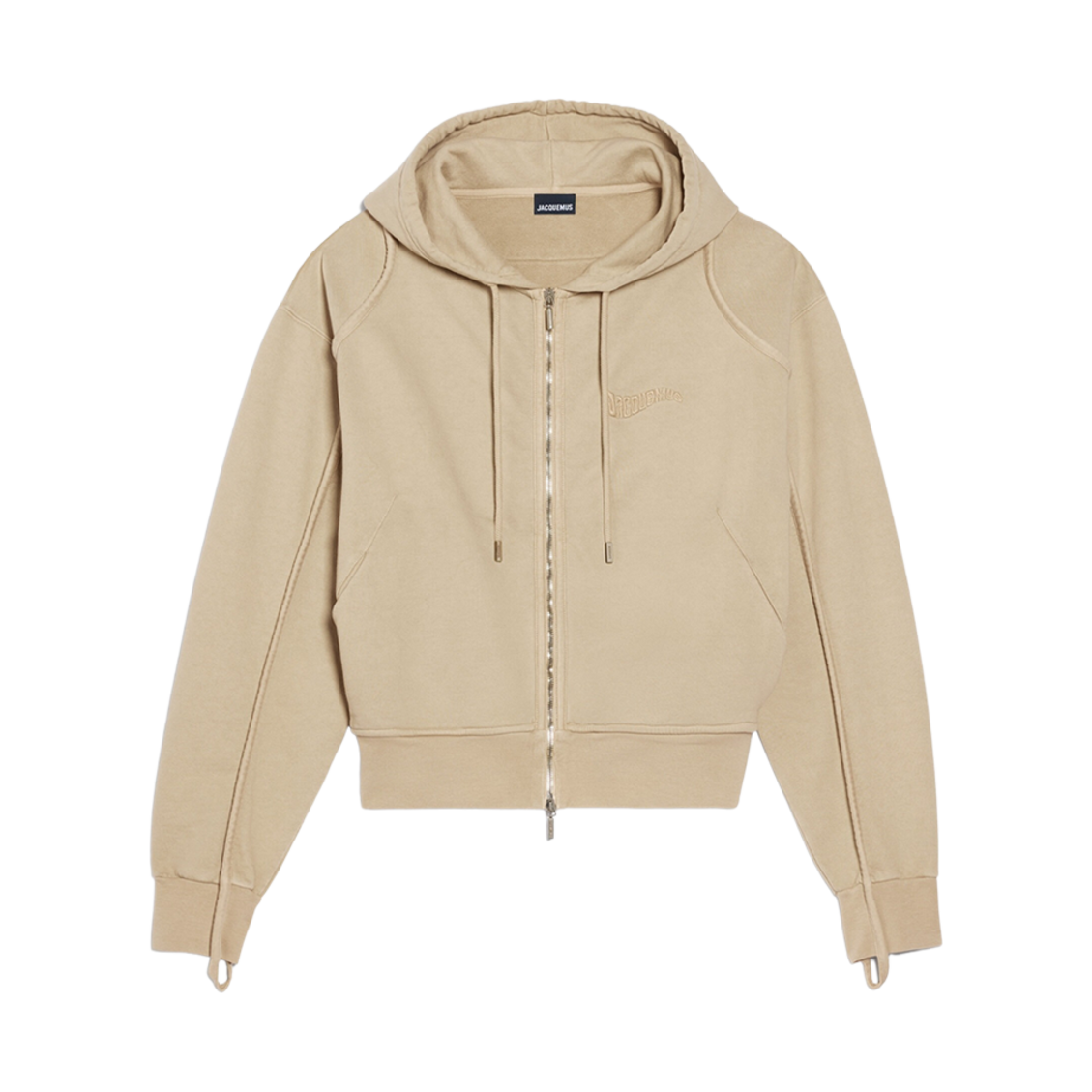 자크뮈스 르 스웨터 카마르그 집 웨이브 로고 집업 후드 베이지(Jacquemus Le Sweater Camargue Zippé Wave Logo Zip-Up Hoodie Beige) - 1