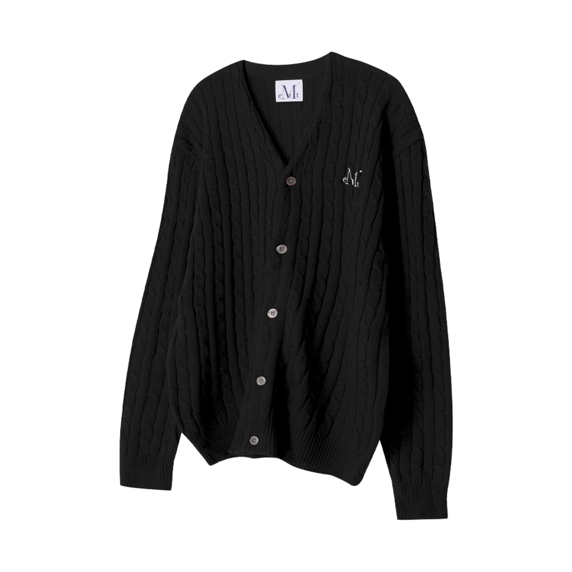 P00000QI_BK MUCENT Helmsley V-neck Cable Knit Cardigan Black