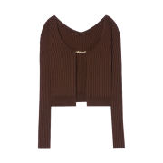 (W) Jacquemus La Maille Pralu Longue Seamless Cardigan Brown