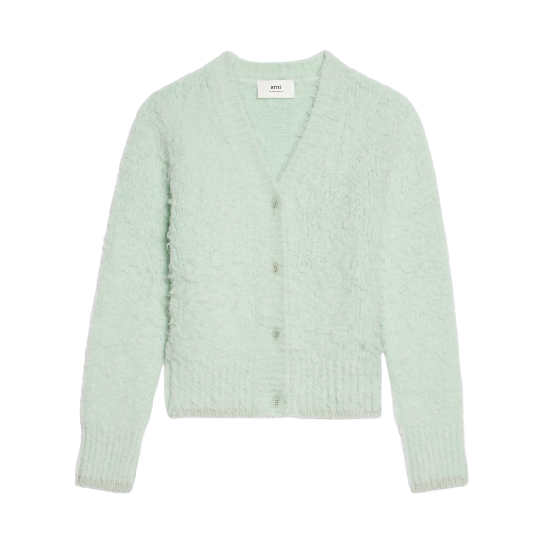 (W) 아미 브러쉬드 가디건 페일 그린((W) AMI Brushed Cardigan Pale Green) - 1