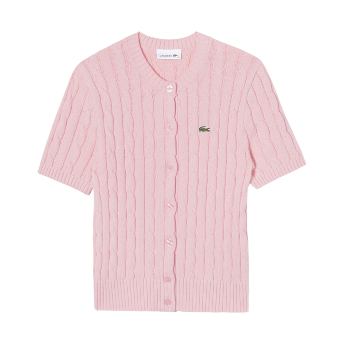 (W) 라코스테 케이블 가디건 핑크((W) Lacoste Cable Cardigan Pink) - 1