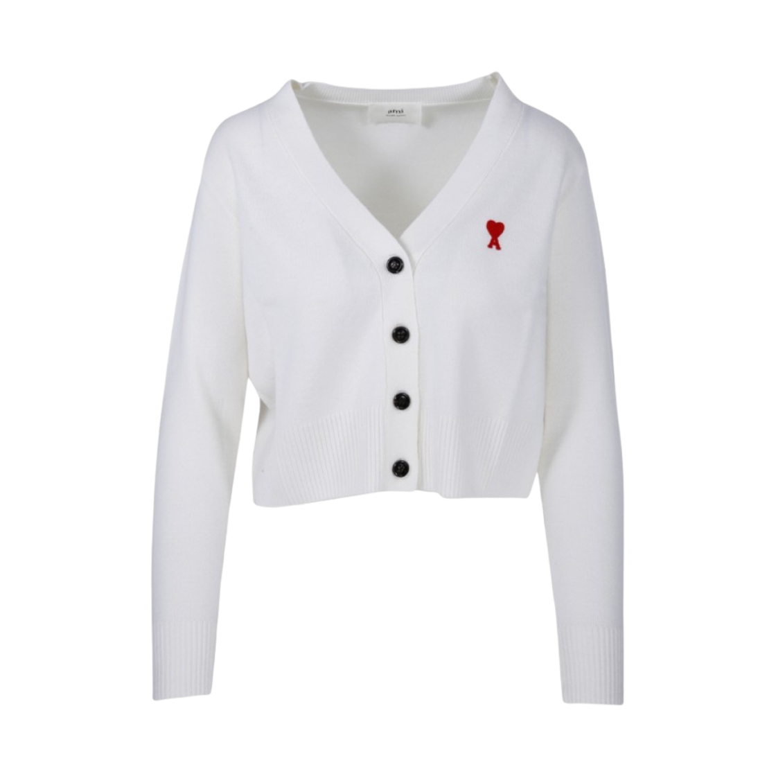 (W) 아미 스몰 하트 로고 울 가디건 오프 화이트((W) AMI de Coeur Wool Cardigan Off White) - 1