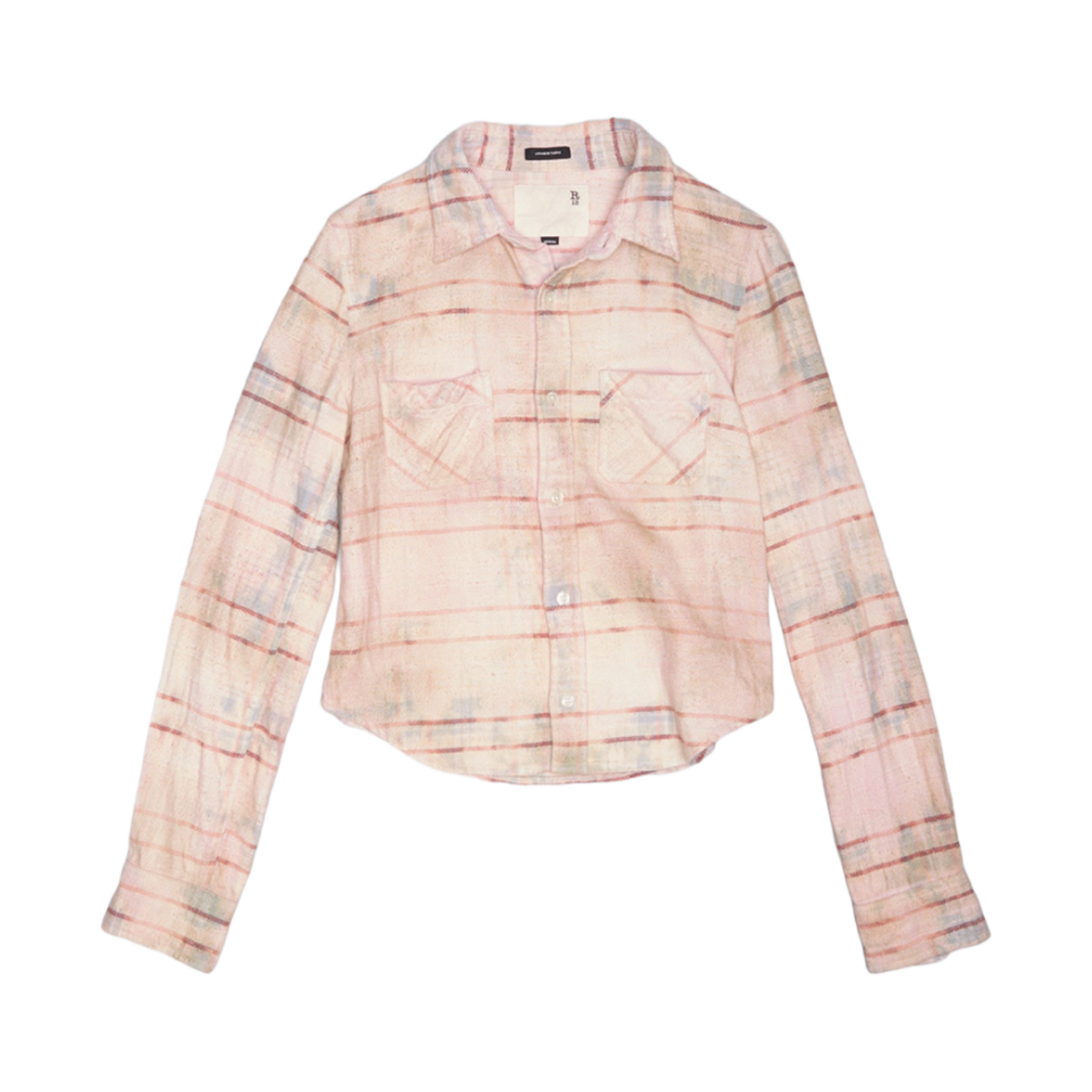 (W) R13 슈렁큰 워크셔츠 핑크 오버다이드 플레이드((W) R13 Shrunken Workshirt Pink Overdyed Plaid)