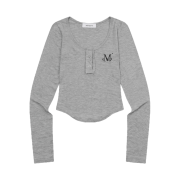 MUCENT Haring Signature Logo Snap Button U Neck T Gray
