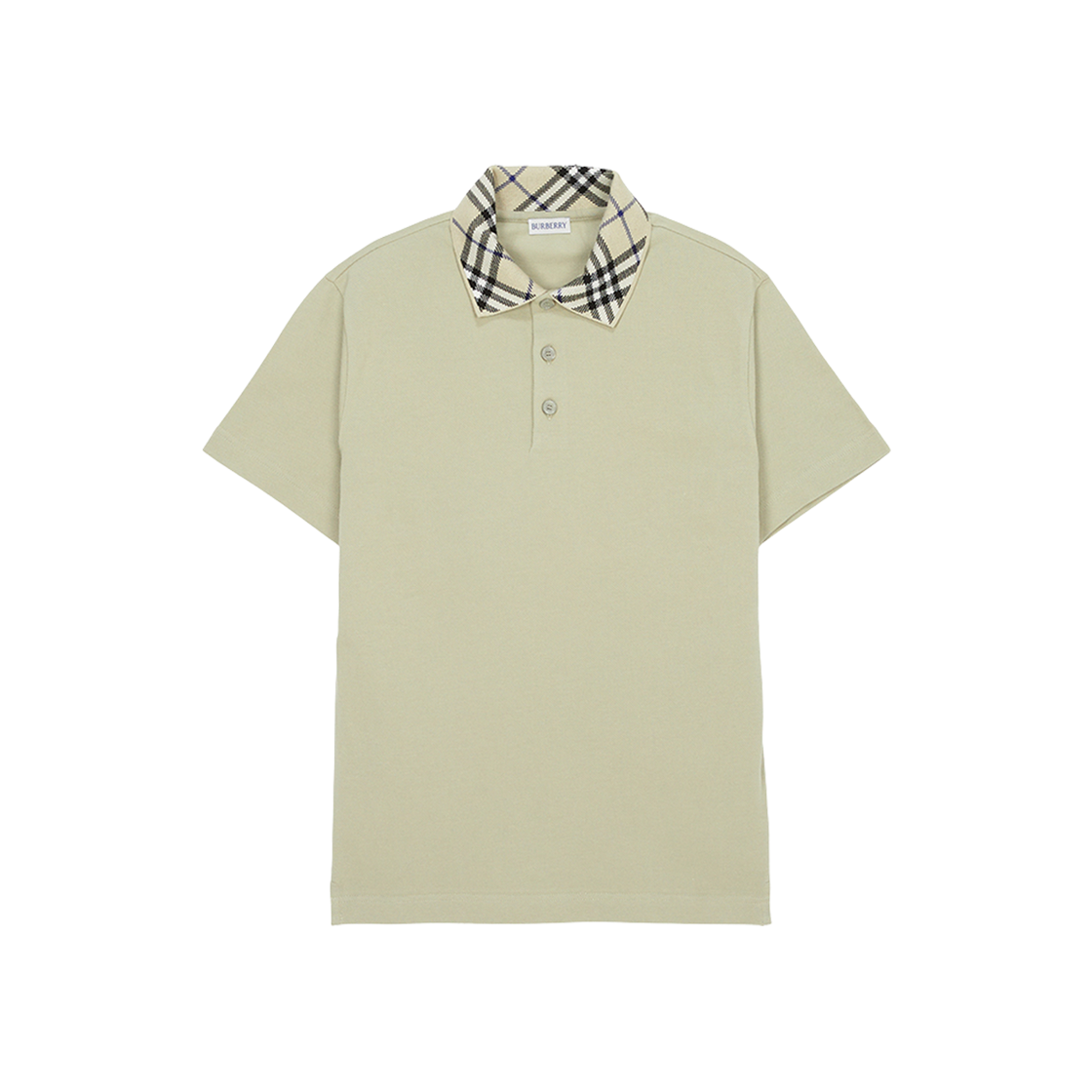 8103866 Burberry Check Collar Polo Shirt  Lichen