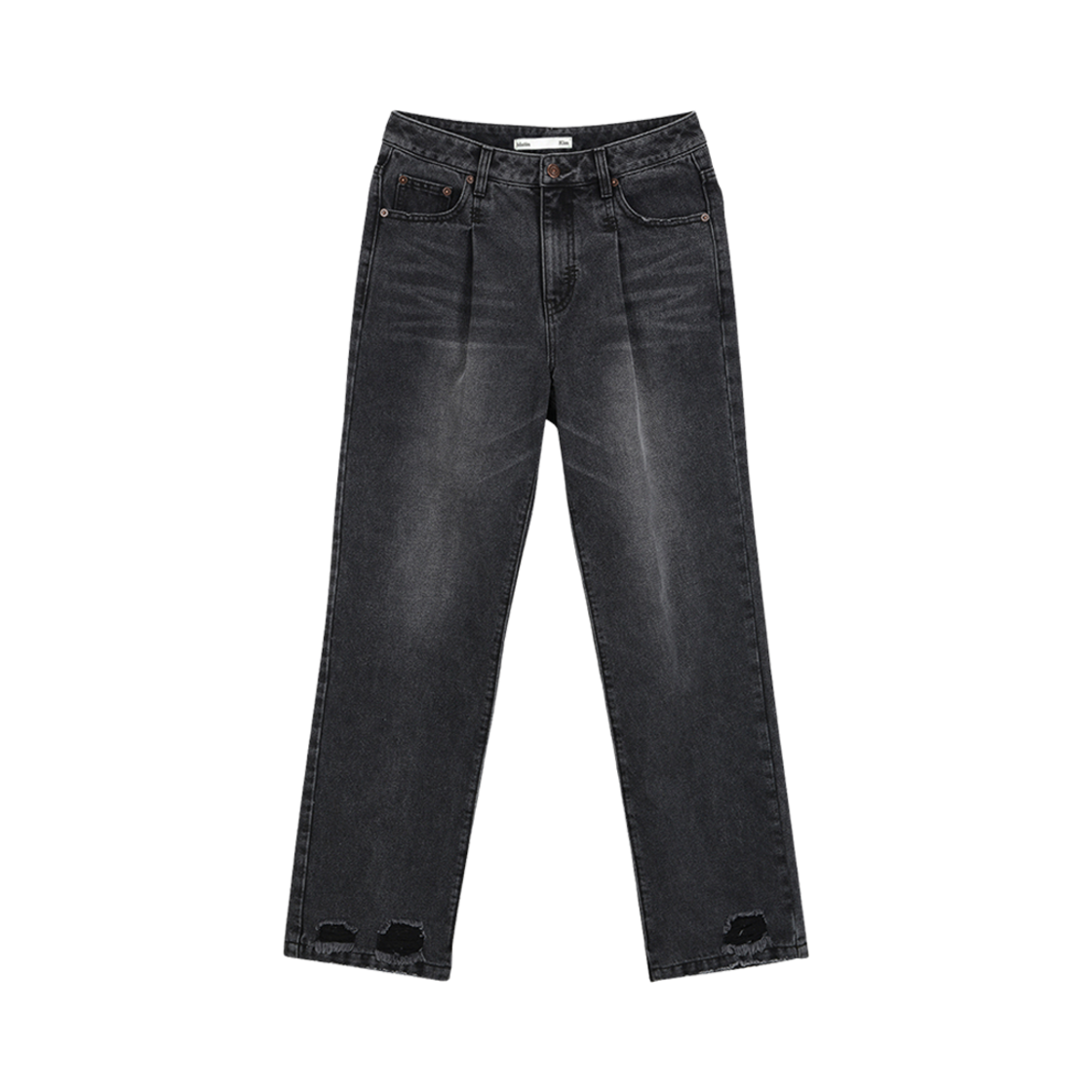 (W) 마뗑킴 로우 블랙 디테일 데님 팬츠 그레이((W) Matin Kim Raw Back Detail Denim Pants Grey) - 1