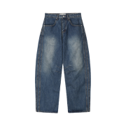 DIVEIN Wide Curved Denim Pants Washed Blue