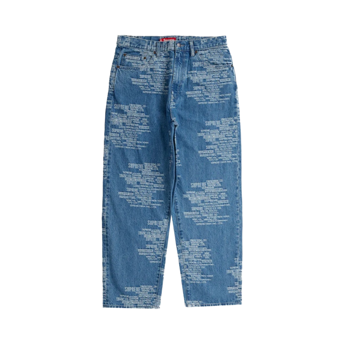 슈프림 트레이드마크 자카드 배기 진 워시드 블루 - 23SS