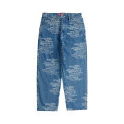 Supreme Trademark Jacquard Baggy Jean Washed Blue - 23SS