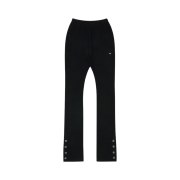 (W) Bohemian Seoul Cozy Ribbed Side Button Leggings Black