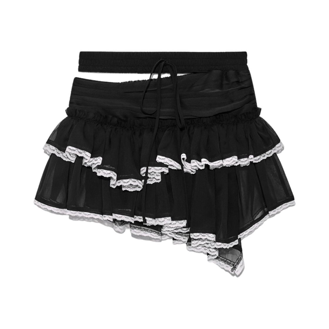 (W) 글로니 x 시미헤이즈 엔젤 팜 미디 스커트 블랙((W) Glowny x Simihaze Angel Palm Midi Skirt Black)