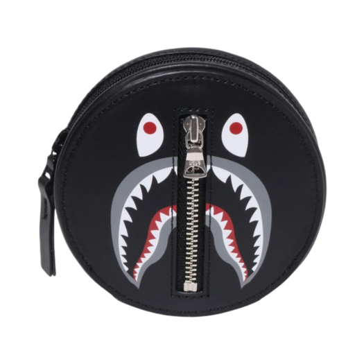 - BAPE Shark Leather Wallet Black
