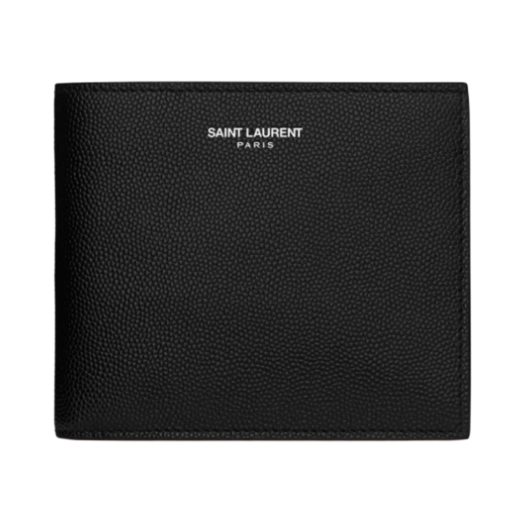 Saint Laurent East/West Wallet in Grain De Poudre Embossed Leather Black