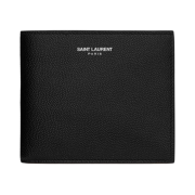 Saint Laurent East/West Wallet in Grain De Poudre Embossed Leather Black