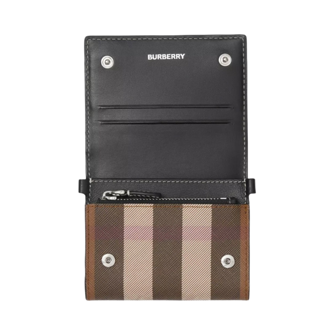 버버리 디테처블 스트랩 체크 폴딩 지갑 다크 버치 브라운(Burberry Check Folding Wallet with Detachable Strap Dark Birch Brown) - 2