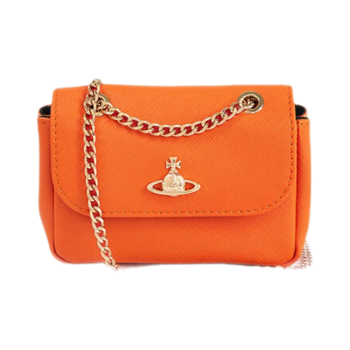 비비안 웨스트우드 사피아노 스몰 퍼스 체인 오렌지(Vivienne Westwood Saffiano Small Purse With Chain Orange) - 1