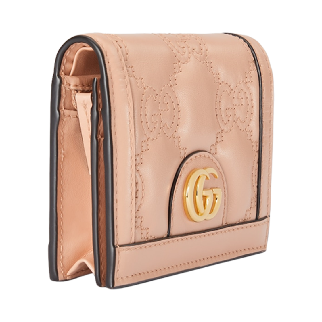 구찌 GG 마틀라세 카드 케이스 지갑 로즈 베이지 레더(Gucci GG Matelasse Card Case Wallet Rose Beige Leather) - 2
