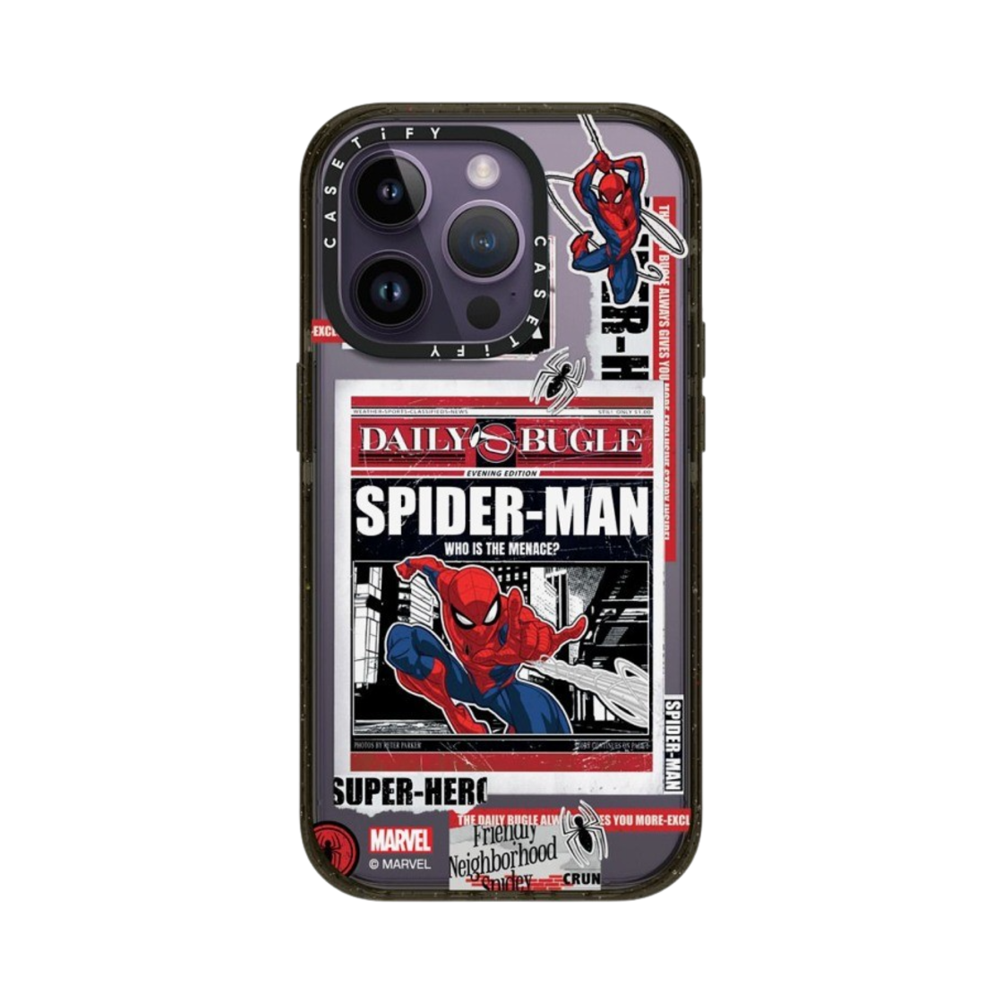 케이스티파이 x 마블 아이폰 스파이더맨 뉴스페이퍼 스티커 임팩트 케이스 클리어 블랙(Casetify x Marvel iPhone Spider-Man Newspaper Sticker Impact Case Clear Black) - 2